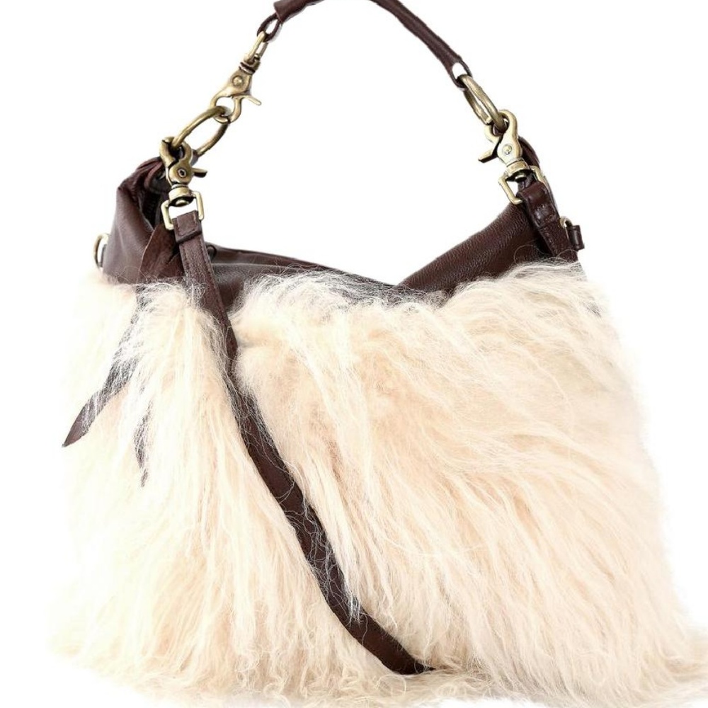 NWT Mongolian Lamb and leather bag